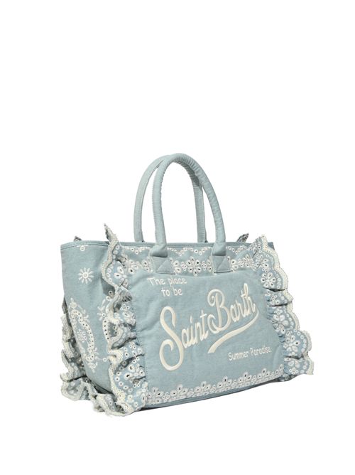 Borsa Vanity Volant in cotone Sangallo Denim chiaro Mc2 Saint Barth | VANI002902535L